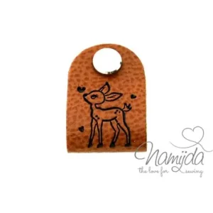 Schnäppchen 1 Stück - KNiCK MiCH KuNSTLEDER LABEL - DEER + KuPFER VERNICKELTE SCHRAUBE