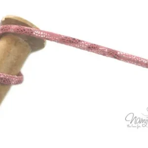 Handgefertigt 1 MTR. SNAKE SCHIMMER KuNSTLEDER KORDEL ROSA - 7mm