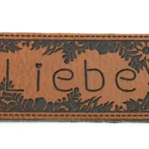 Premium 1 Stück - XL KuNSTLEDER LABEL (EIGENPRODUKTION NAMIJDA) LIEBE AUFNÄHER MIT VORGEDRUCKTER NÄHNAHT - 70mm x 30mm