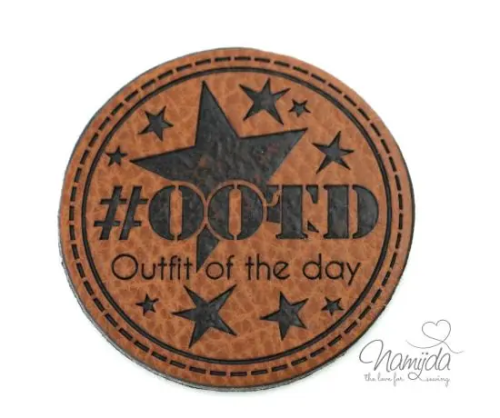 1 Stück – KuNSTLEDER LABEL – OOTD STERN – AUFNÄHER MIT VORGEDRUCKTER NÄHNAHT – Kreis 40mm Günstig