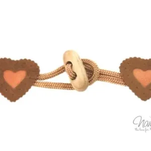 Heißes Angebot 1 Stück ♥ HERZ Dufflecoat-Verschluss f. Kinder - HeLLBRauN - Band Hellbraun - Knebelknopf - zweiteilig ♥