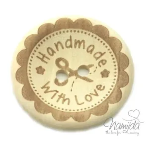 1 Stück HANDMADE WITH LoVE SCHERE - HOLZKNOPF - 30mm Bestseller
