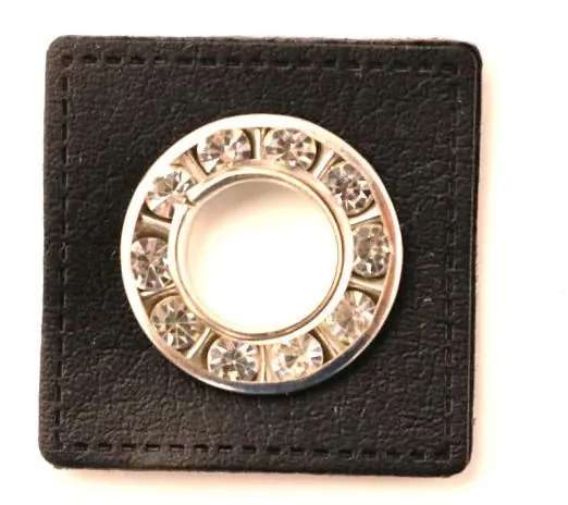 1 STÜCK STRASS KuNSTLEDER ÖSEN Patch SCHWARZ – SILBER – 5mm Exklusiv