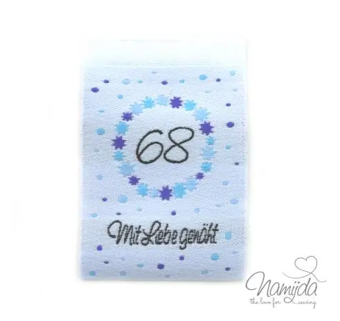 Handgefertigt 1 STCK. ♥ NAMIJDA EP GRößENLABELS – GRößE 68 – JUNGE ♥