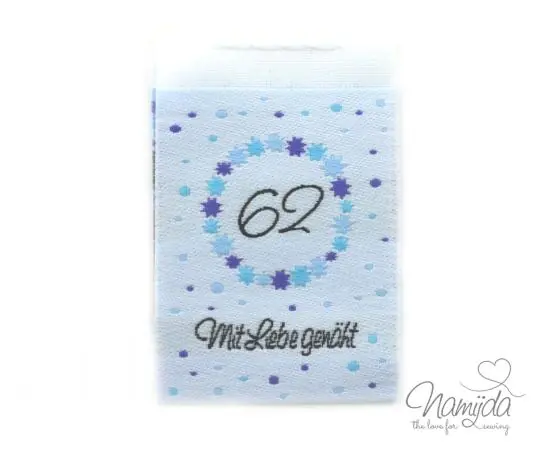 1 STCK. ♥ NAMIJDA EP GRößENLABELS – GRößE 62 – JUNGE ♥ Original