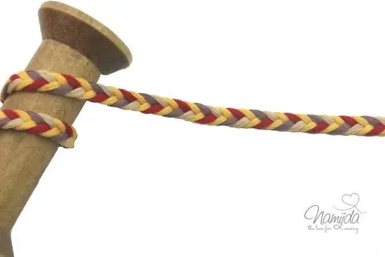 1 MTR. ♥ GEFLOCHTENE KORDEL – ROT/BRAUN/GELB – 8mm ♥ Top-Preis