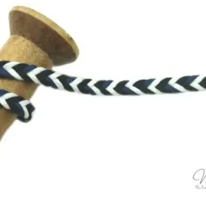 Günstig 1 MTR. ♥ GEFLOCHTENE KORDEL - SCHWARZ/DUNKELBLAU/WEiSS - 8mm ♥