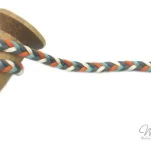 Sofort Bestellen 1 MTR. ♥ GEFLOCHTENE KORDEL - NATUR/ORANGE/GRAU - 8mm ♥