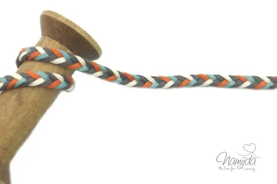 Sofort Bestellen 1 MTR. ♥ GEFLOCHTENE KORDEL – NATUR/ORANGE/GRAU – 8mm ♥
