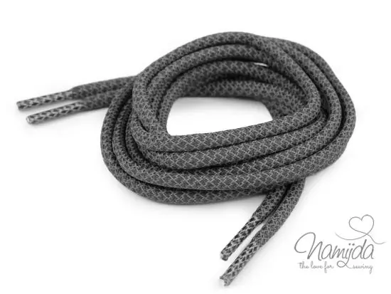 1 STCK. a´1,20 MTR. ♥ REFLEKTIERENDE HOODIE KORDEL DUNKELGRAU – 5mm ♥ Billig