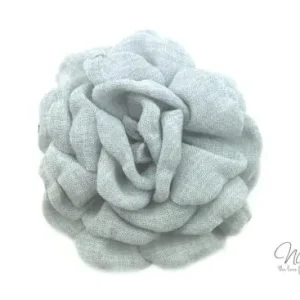 Gratis Versand 1 Stck. ♥ FLEUR BAUMWOLL BRoSCHE GRAU - 7cm ♥