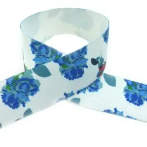 1 MTR. FLoWERS Gummiband 40mm - BLAU-PiNK Nur Heute