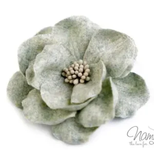 Sale 1 Stck. ♥ WoLLBLUME MIT STAUBBLäTTERN MINT - 6,5cm ♥