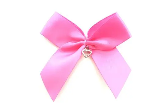 Original 1 Stück – XL SATIN SCHLeife RoSA MIT HERZ ANHÄNGER – 6,5cm