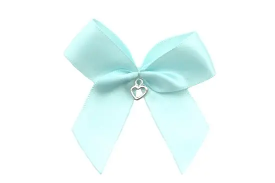 1 Stück – XL SATIN SCHLeife MINT MIT HERZ ANHÄNGER – 6,5cm Neuheit