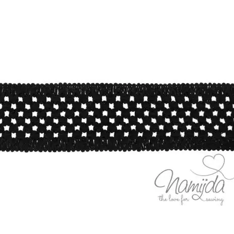 Echt 1 MTR. GEHÄKELTES BAUMWOLL GuMMIBAND SCHwARZ – 5cm