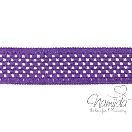 1 MTR. GEHÄKELTES BAUMWOLL GuMMIBAND LILA – 5cm Kostenloser Versand