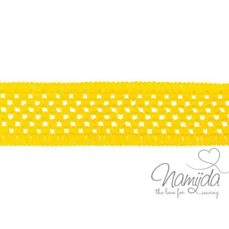 Sonderaktion 1 MTR. GEHÄKELTES BAUMWOLL GuMMIBAND SENF/OCKER – 5cm