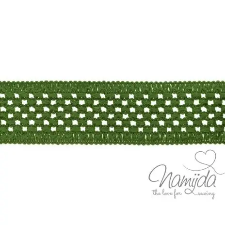 1 MTR. GEHÄKELTES BAUMWOLL GuMMIBAND KHAKI – 5cm Must-Have