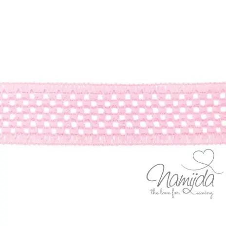 1 MTR. GEHÄKELTES BAUMWOLL GuMMIBAND RoSA – 5cm Begrenztes Angebot