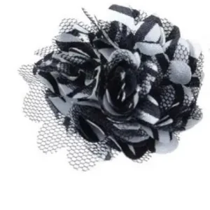 1 Stück ♥ KLeine SATINBLüTE STREIFEN SCHwARZ/WeiSS ♥ Jetzt Zugreifen