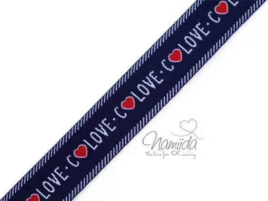 1 MTR. LOVE WEBBAND – NAVY 2,8cm Sonderaktion