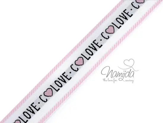 Kostenloser Rückversand 1 MTR. LOVE WEBBAND – RoSE 2,8cm