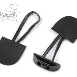 Im Trend 1 Stück Dufflecoat-Verschluss - Knebelknopf - zweiteilig - Schwarz