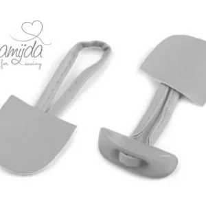 1 Stück Dufflecoat-Verschluss - Knebelknopf - zweiteilig - HeLLGrau Zertifiziert