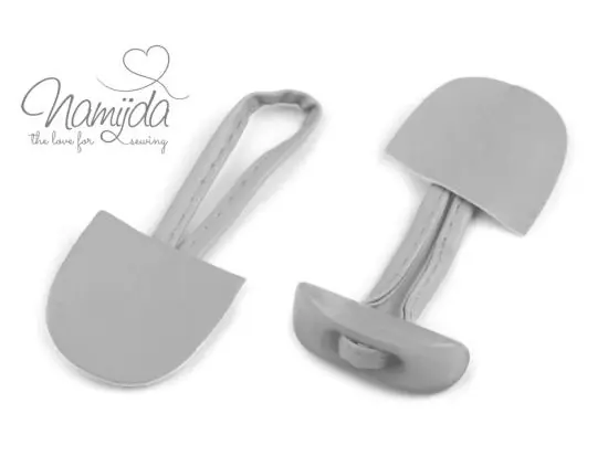 1 Stück Dufflecoat-Verschluss – Knebelknopf – zweiteilig – HeLLGrau Zertifiziert