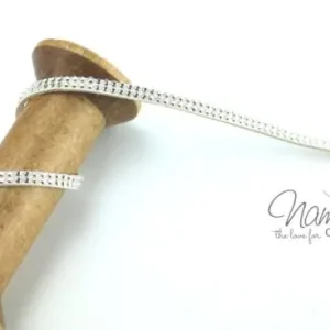 1Mtr. ♥ Kunstleder Wildlederband CREME - mit silbernen Dots ♥ Neue Ware