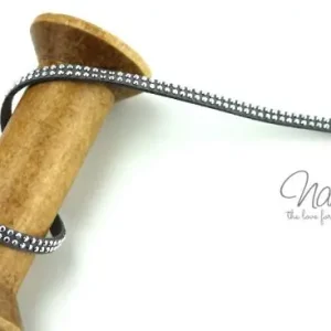 Heute Kaufen 1Mtr. ♥ Kunstleder Wildlederband DuNKELGRau - mit silbernen Dots ♥