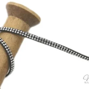 1Mtr. ♥ Kunstleder Wildlederband SCHoKo - mit silbernen Dots ♥ Kostenfreie Lieferung