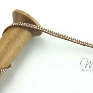 Neu Im Sortiment 1Mtr. ♥ Kunstleder Wildlederband BRAUN - mit silbernen Dots ♥