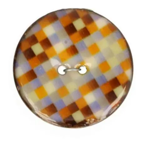 Expressversand 1 Stück ♥ KOKOSKNOPF KARO BRAUN – HOLZKNOPF – 20mm ♥