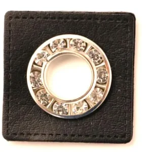 Direkt Vom Hersteller 1 STÜCK STRASS KuNSTLEDER ÖSEN Patch SCHWARZ - SILBER - 8mm