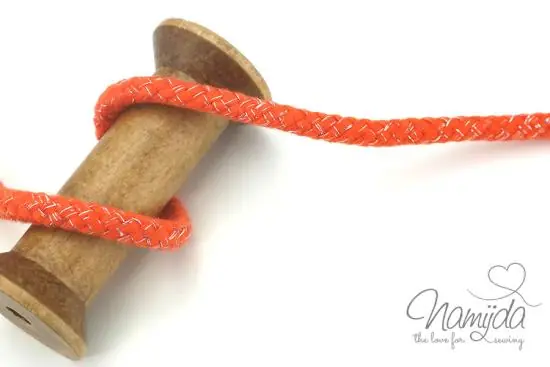 1 MTR. ♥ GEFLoCHTENE LUREX HooDIE KORDEL – ORANGE/SILBER – 10mm ♥ Gleich Bestellen