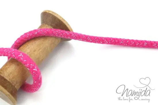 1 MTR. ♥ GEFLoCHTENE LUREX HooDIE KORDEL – PINK/SILBER – 10mm ♥ Schneller Versand