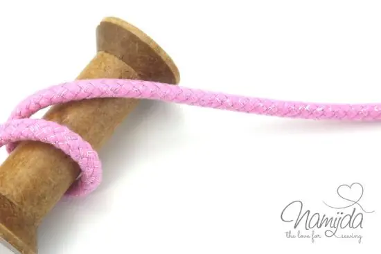 Must-Have 1 MTR. ♥ GEFLoCHTENE LUREX HooDIE KORDEL – ROSA/SILBER – 10mm ♥