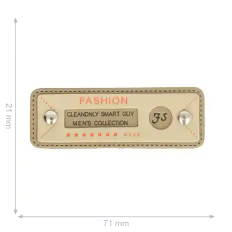 Schneller Versand 1 Stück – AUFNÄHER/LABEL FASHION 71X21MM BRAUN-BEIGE