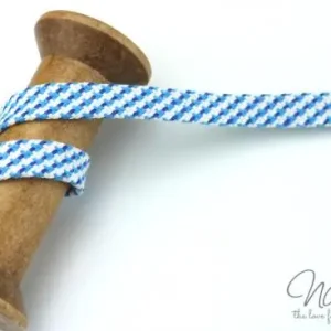 Saisonangebot 1 MTR. KORDEL Flach - AQUA/WEISS/NaVY - 1,2cm