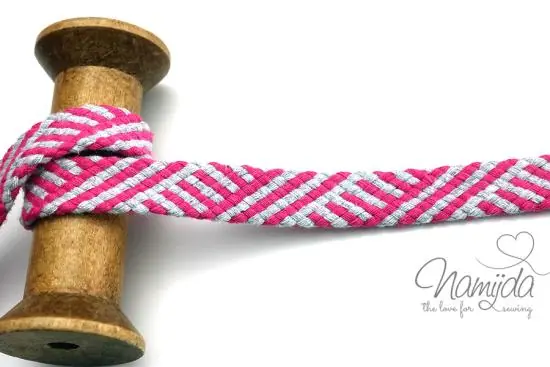 Neu Im Sortiment 1 MTR. KORDEL Flach – PINK STRIPES – 1,8cm
