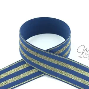1 MTR. GLITZER GuMMIBAND STRIPES - JEANS/GoLD - 4cm Sofort Bestellen