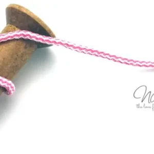 1 MTR. ♥ PASTELL Zickzack Kordel Pink/Weiss - 5mm ♥ Direkt Vom Hersteller