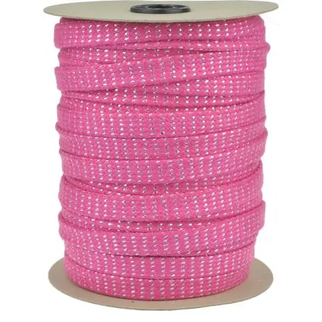 Top-Qualität 1 MTR.FLACHE METALLIC BAUMWOLLKORDEL PINK/SILBER – 2CM