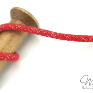 Preisknaller 1 MTR. ♥ GEFLoCHTENE LUREX HooDIE KORDEL - RoT/SILBER - 10mm ♥