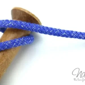 Highlight 1 MTR. ♥ GEFLoCHTENE LUREX HooDIE KORDEL - BLAU/SILBER - 10mm ♥