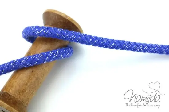 Highlight 1 MTR. ♥ GEFLoCHTENE LUREX HooDIE KORDEL – BLAU/SILBER – 10mm ♥