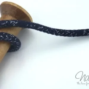 1 MTR. ♥ GEFLoCHTENE LUREX HooDIE KORDEL - DuNKELBLAU/SILBER - 10mm ♥ Abverkauf