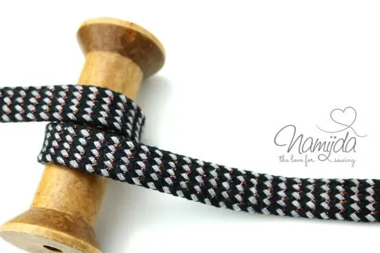 Neu 1 MTR. KUPFER METALLIC BAUMWOLLKORDEL SCHWARZ/GRAU/Kupfer – 1,8 CM